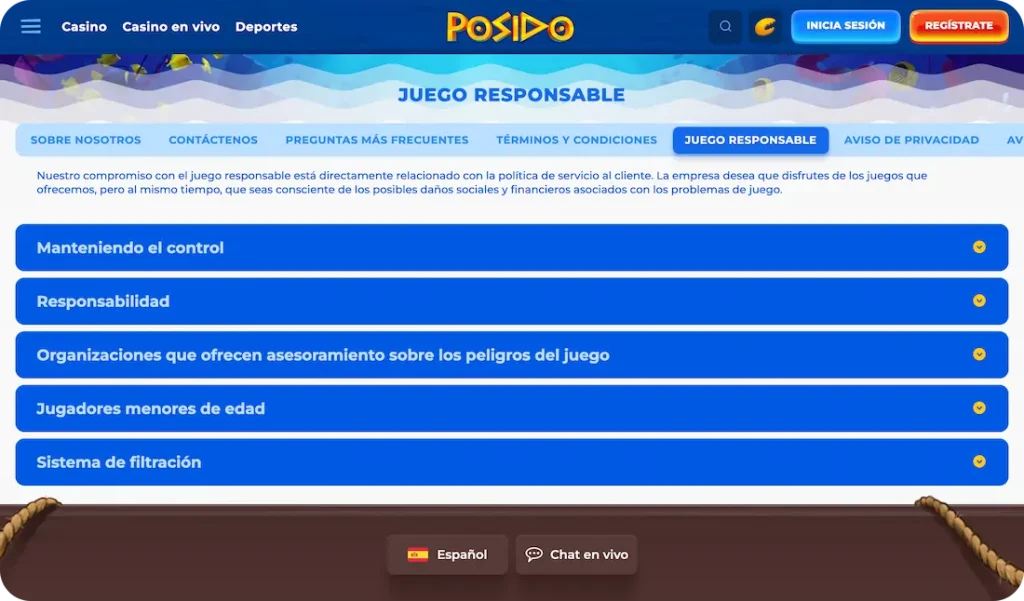 posido casino juego responsable